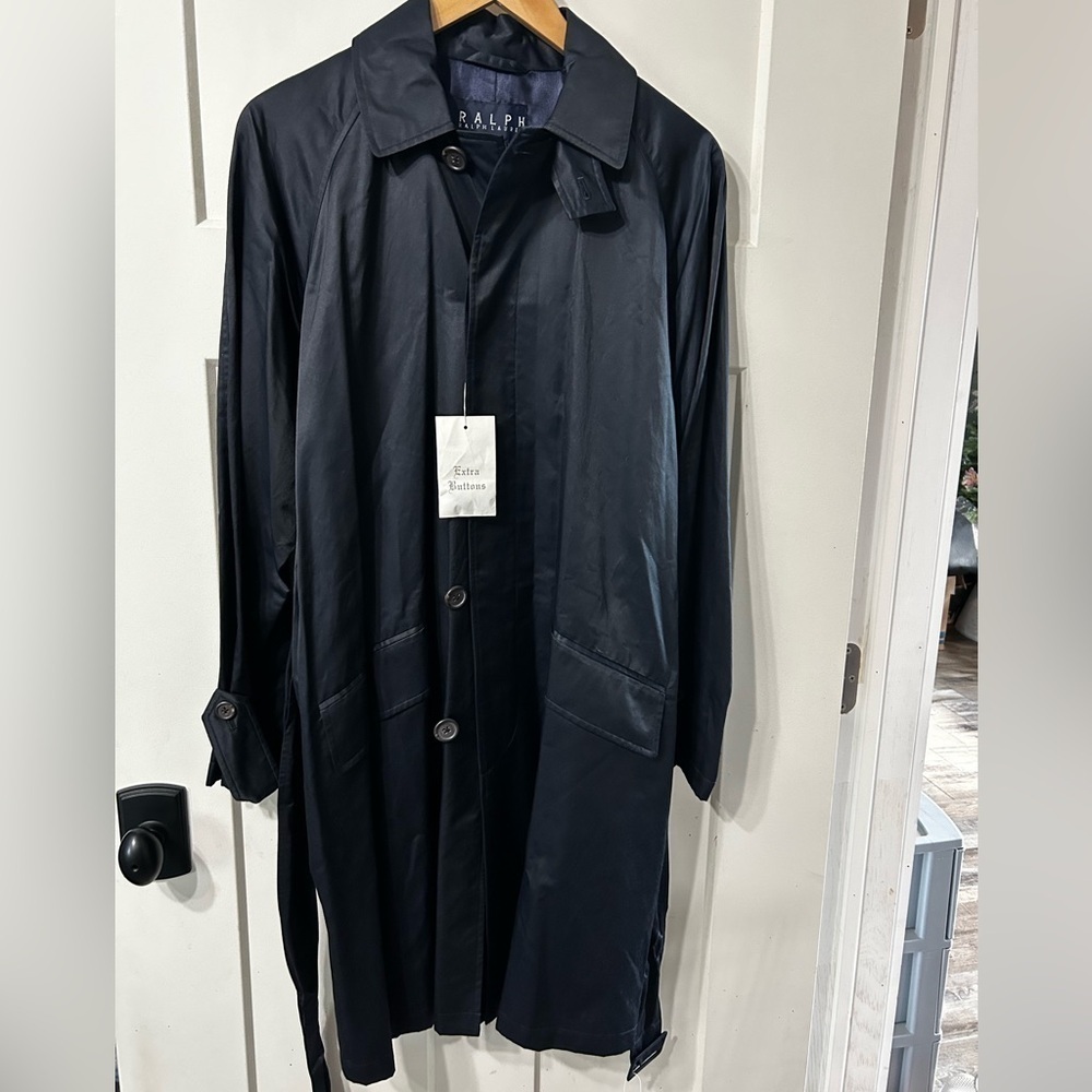 Ralph Ralph Lauren Black w/ Navy interior Vintage Trench coat hidden button